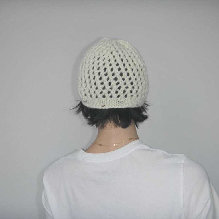 lacy beanie [ pearl ]