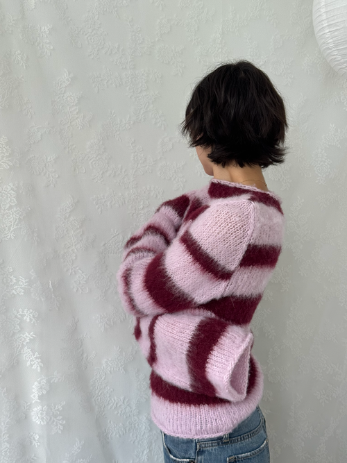 brushed mohair sweater [ plum ]