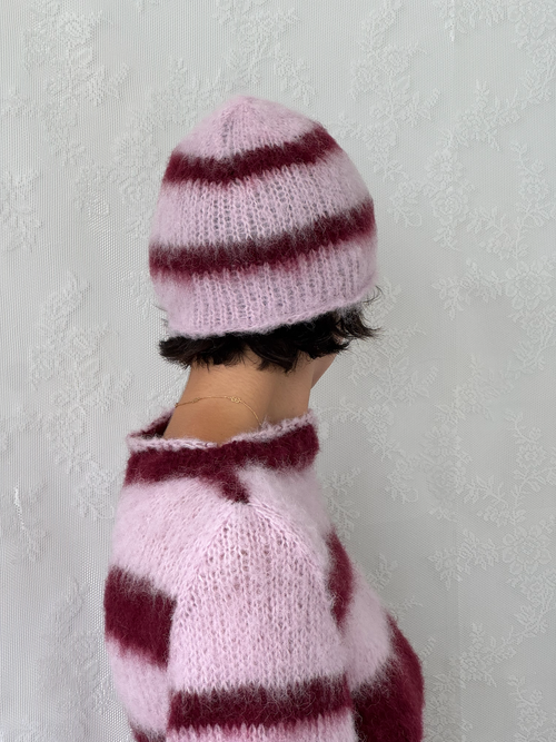 brushed mohair beanie [ plum ]
