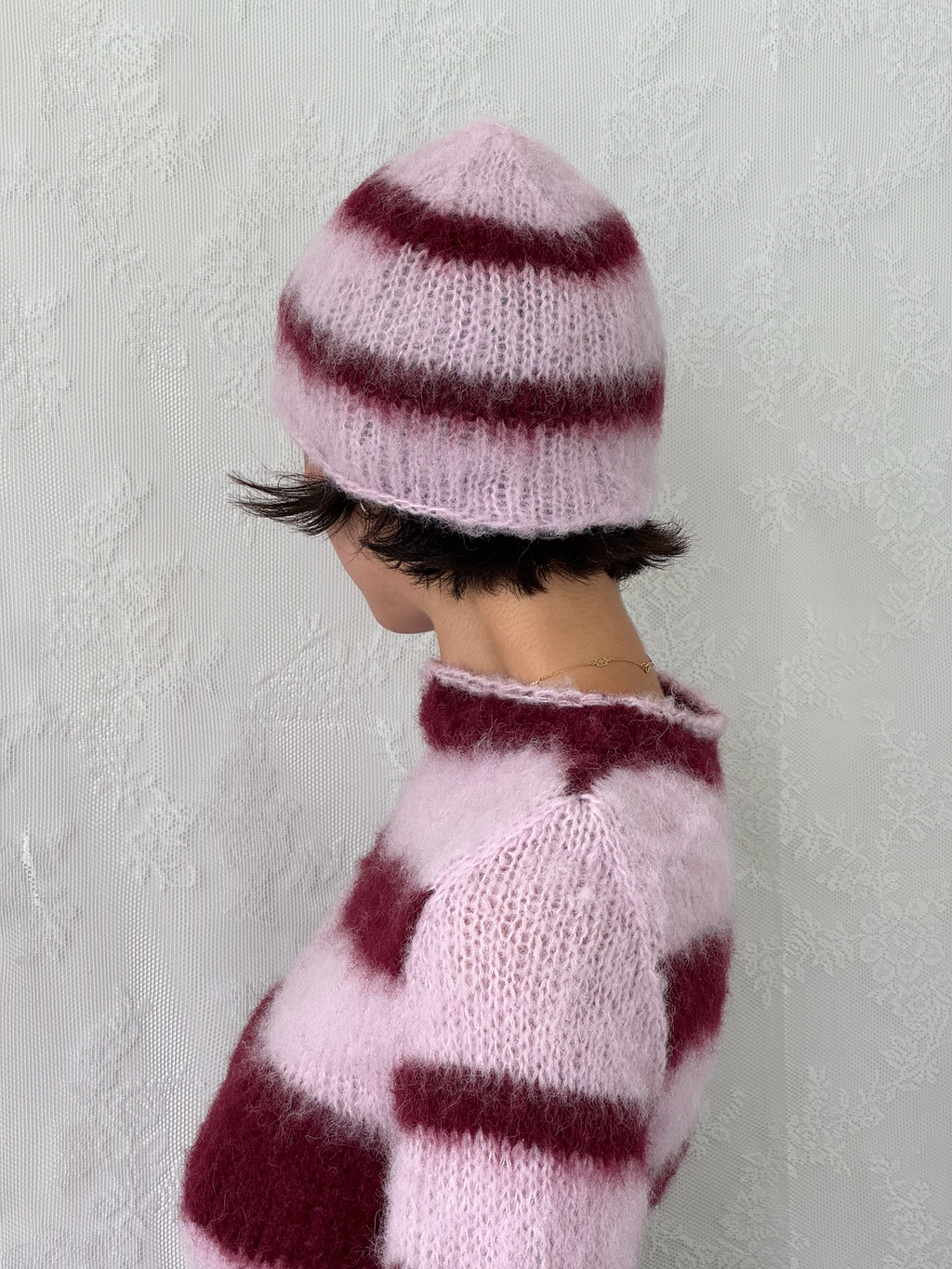 brushed mohair beanie [ plum ]