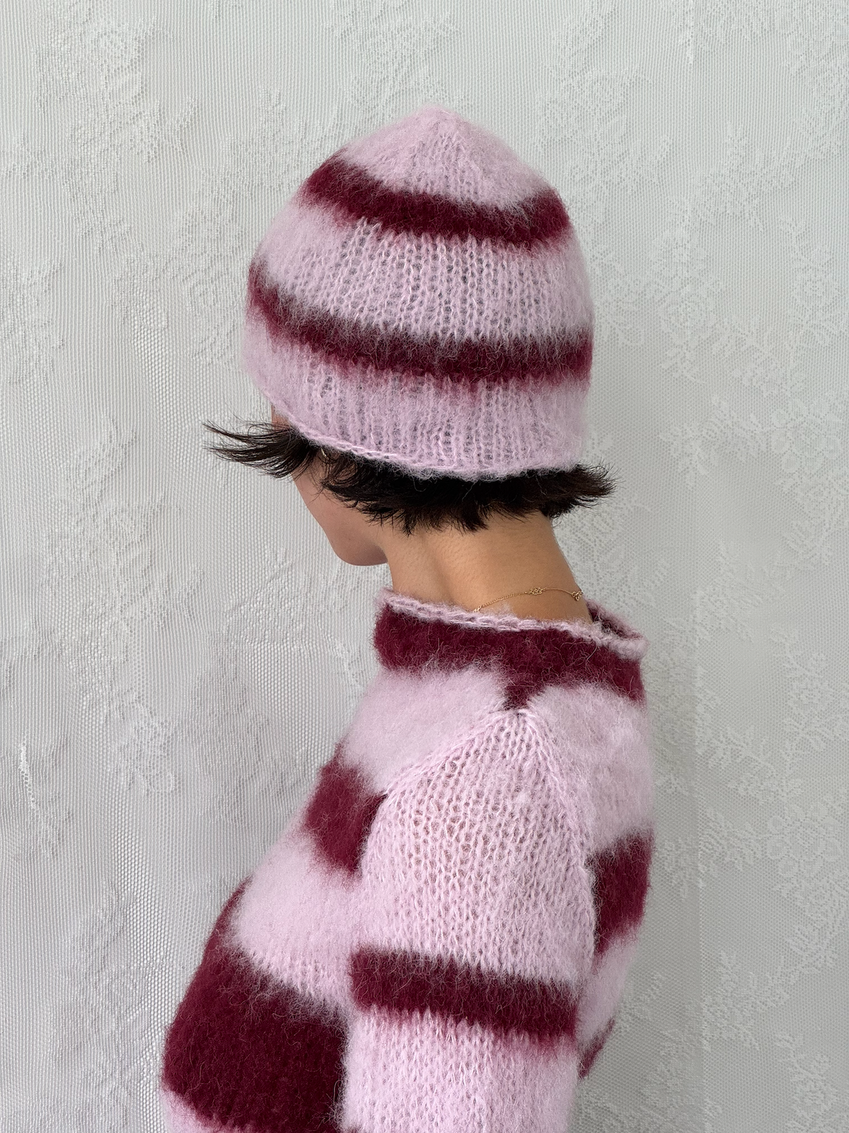 brushed mohair beanie [ plum ]